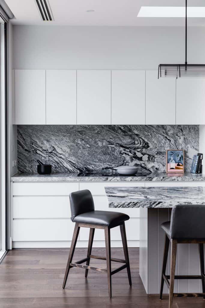 kitchen with stone splashback